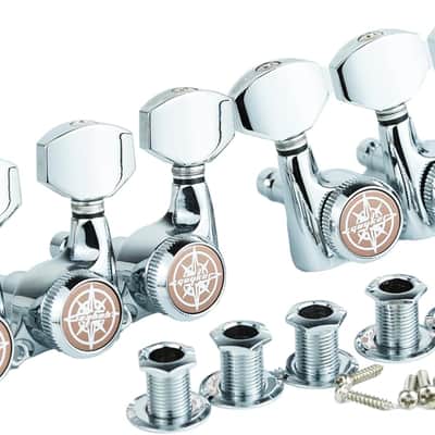 6Pcs Guitar Locking Tuners (3L + 3R Handed) - 1:18 Ratio Lock String Tuning Key Pegs Machine Heads with Hexagonal Handle Replacement for LP SG Style Electric, Folk or Acoustic Guitars- Chrome image 1