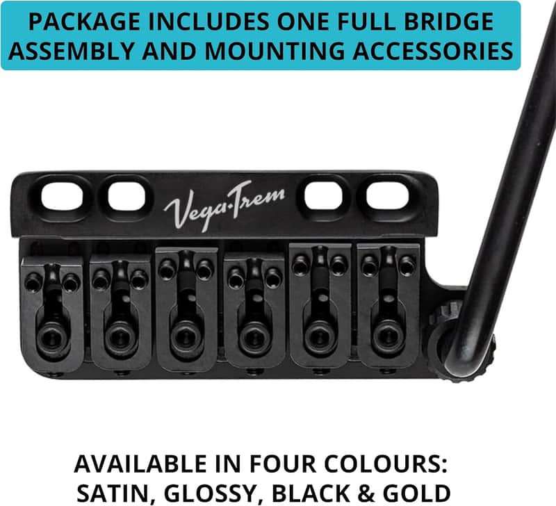 New Open Box! Made in Spain! Vega Trem VT1 Standard 6-Screw Stratocaster Guitar Tremolo Bridge No Mods Easy Installation - Black image 1