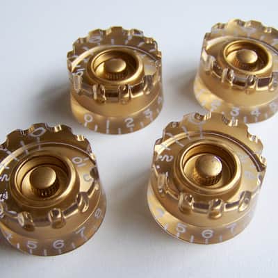 x4 Gibson USA Gold Knurl Les Paul Speed Knobs / Control Knob Set - NEW image 1