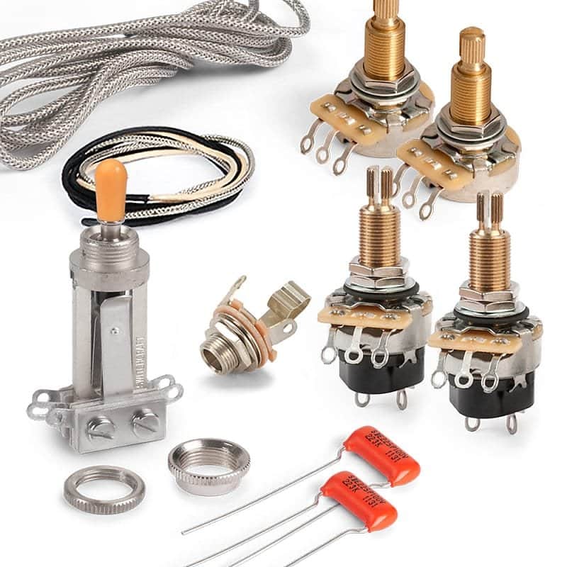 Golden Age Premium Wiring Kit for Gibson Les Paul with Push-pull Pots, Long-shaft CTS pots and chrome Switchcraft switch image 1