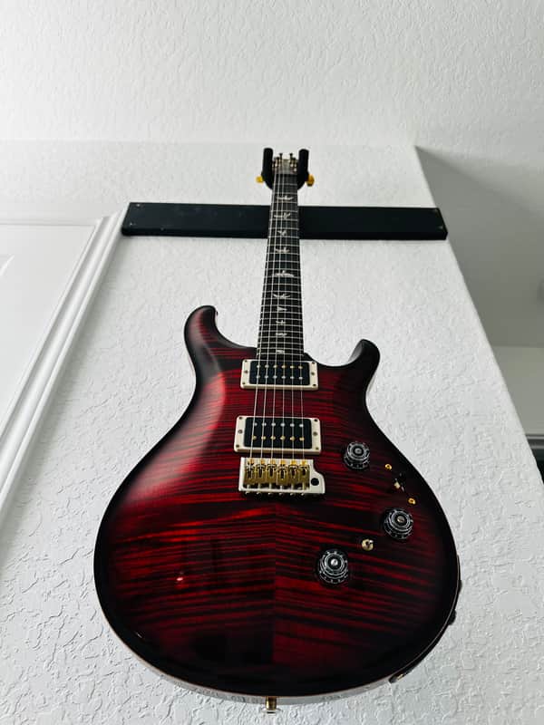 PRS P24 / Custom 24 Piezo 10-Top Fire Red Burst w/ gold hybrid hardware image 1