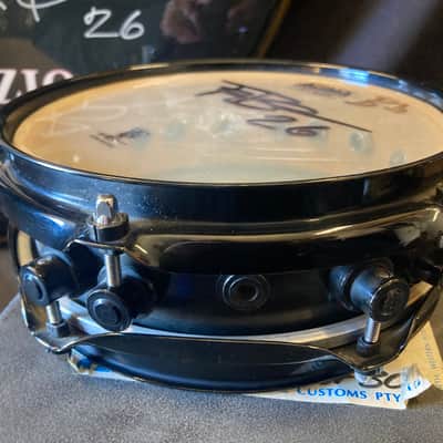 Terry Bozzio's DW - 2.5x8" Collector's Series All-Maple Piccolo Tom 2000's - Transparent Dark Walnut Satin Oil "Bb" Autographed image 6