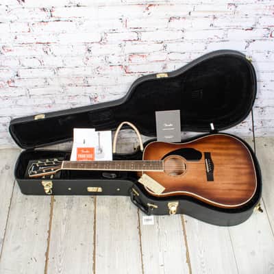 Fender - Paramount PD-220E Dreadnought Acoustic/Electric Solid Mahogany Aged Congac Burst w/ Hardshell Case - USED image 12