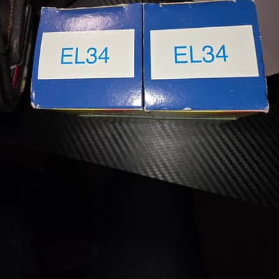 JJ Electronic EL34 Power Tube Apex Matched Pair 2010s - Clear Glass / Black Base image 2