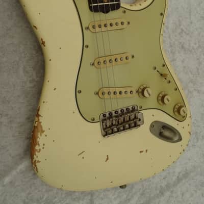 Bravewood Stratocaster S-Type 2020 Olympic White aged Relic image 3