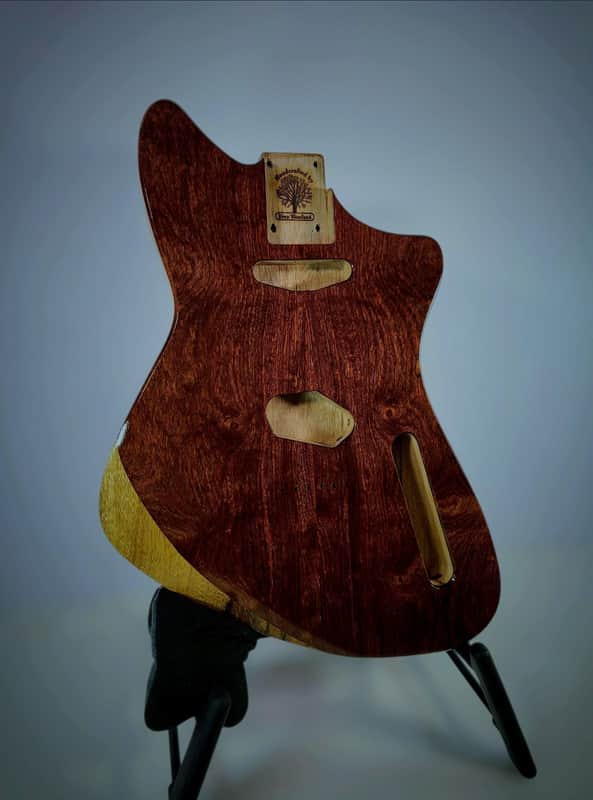 Chechen on Black Limba Meteora Style Replacement Guitar Body - Tele Routing image 1