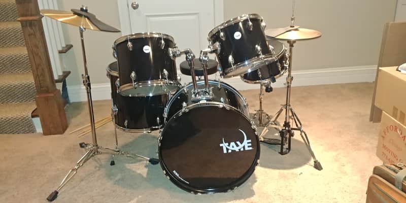 Taye 5 piece drum kit with high hat and cymbal 2003-2004 Black image 1