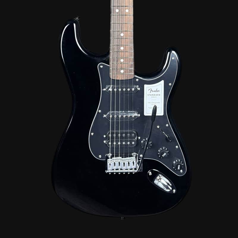 Fender Standard Stratocaster HSS Electric Guitar, Black Pickguard in Black image 1