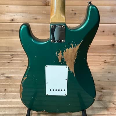 Fender Custom Shop Limited Edition 1964 L-Series Stratocaster Heavy Relic Electric Guitar - Aged Sherwood Green Metallic image 4