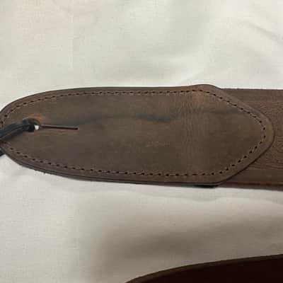 LM Brown worn leather paisley patterned guitar strap - NEW WBF-22 BR - Flowers image 4