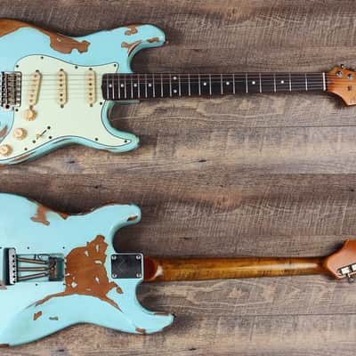 MyDream Partcaster Custom Built - Heavy Relic Sonic Blue J. Mayer image 2