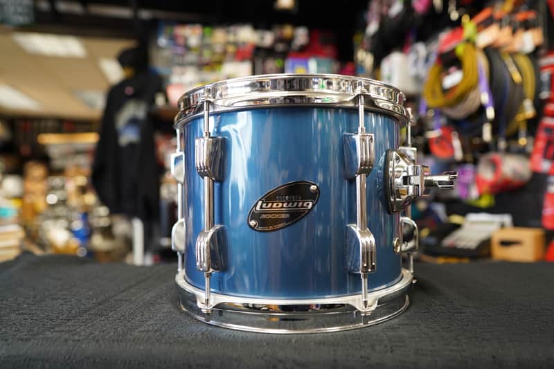 Ludwig Rocker Series 10" Tom - Deep Blue Wrap | 8x10" New Aquarian Drum Heads! image 1