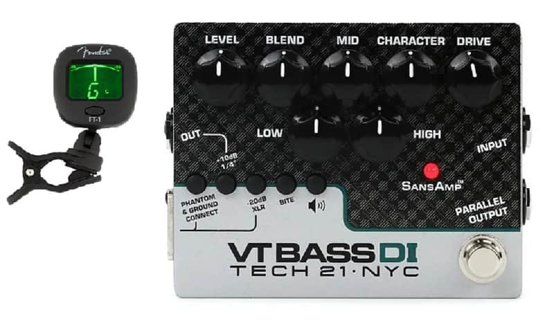 Tech 21 NYC SansAmp VT Bass DI Pre-amp Pedal 100% Analog Circuitry Direct Box Record Direct (FENDER TUNER) image 1