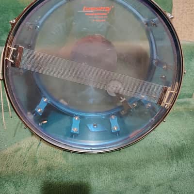 Ludwig 6.5x14" Vistalite Acrylic 10-Lug Snare Drum with P-85 Strainer 1970s - Blue image 12