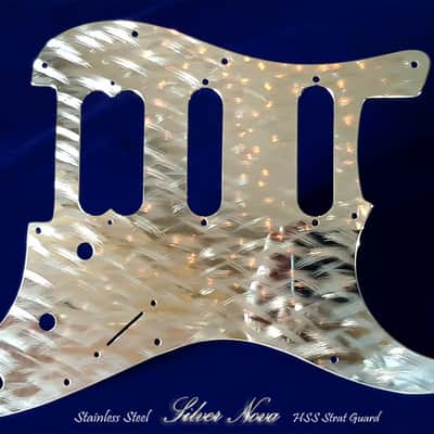 Silver Nova Stainless Steel Pickguard for Fender Stratocaster HSS Pro Steel Chrome Metal Strat Guard image 11