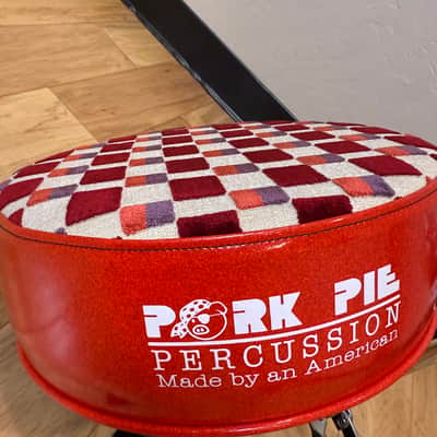 ~NEW!~ Pork Pie Round Drum Throne in Retro Red Checker Top with Red Sparkle Side image 2