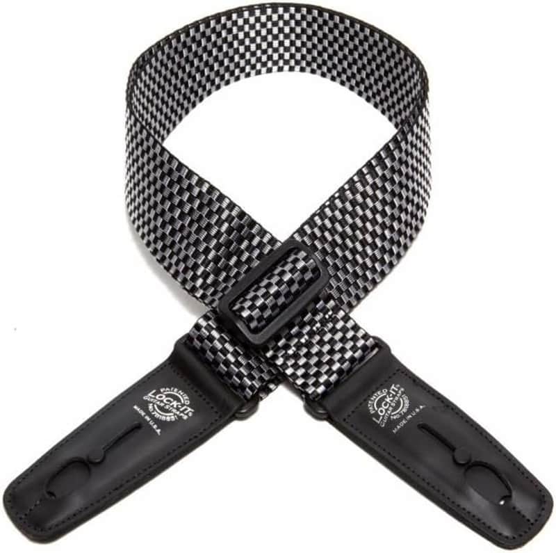 Lock It LIS009P2SLCHK Professional 2" Checker Polypro Strap with Locking Ends, Silver image 1