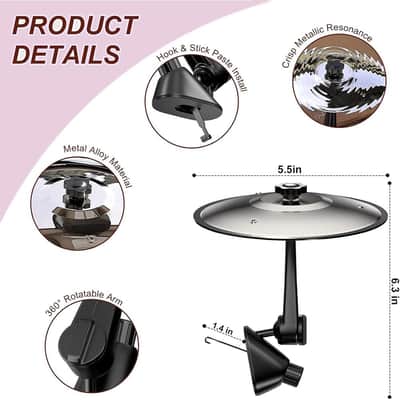 Car Cymbal Air Vent, Car Crash Cymbal Mini Metal Drum Decompression Toy for Stress Relief Funny Musical Instruments Gadget for Drummer Music Lovers Gift image 2