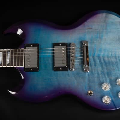 2021 Gibson SG Modern LH Left Handed - BBF Blueberry Fade | USA "AA" Flame Top Ebony Fretboard 24 Frets BurstBucker Pro Pickups Push Pull Coil Split 3.19kg | CoA OHSC image 4