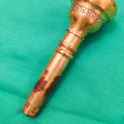 New York Bach-Old-style 1930's-Original Gold Plated Cornet Mouthpiece-7C-Nice! image 2
