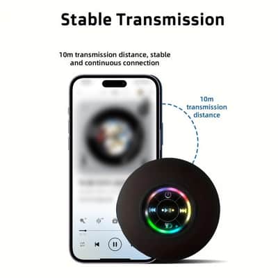 Portable Bluetooth Speaker IPX4 Waterproof Mini Speaker with LED Lights and Suction Cup image 6