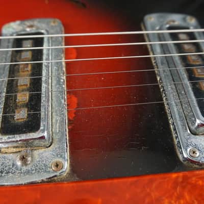 Vintage 1960s Teisco Semi-Hollow Electric Guitar Sunburst MIJ Gold Foil Pickups w/ Case – Refret image 10