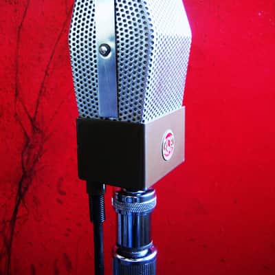 Vintage 1940's RCA 74-B Junior Velocity Ribbon Microphone w period Atlas DS-7 desk stand prop repair display image 5