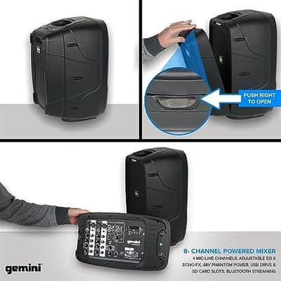 Gemini Sound ES-210MXBLU - Ultra-Portable Professional PA System with Dual 10" Speakers, Built-in Mixer, Bluetooth Streaming, Ideal for DJs, Musicians & Podcasters image 7