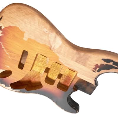 DIY ST Style Electric Guitar Body – Solid Alder – Relic 3 Tone Sunburst Nitro Finish – HSH Route image 3