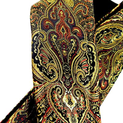 Gold Copper Black Handmade Guitar Strap Ornate India Paisley Satin Brocade image 3