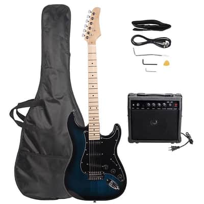 Ukscs Dark Blue Practice School Band Burning Fire Style Stylish Electric Guitar image 6