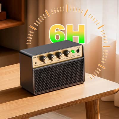 Mini Guitar Amp, 10W Electric Guitar Amplifier with Clean Drive Channel, 3.5mm Headphone/AUX Jack, 6H Work, USB-C Rechargeable Bluetooth Small Portable Amp for Indoor Practice Travel image 4