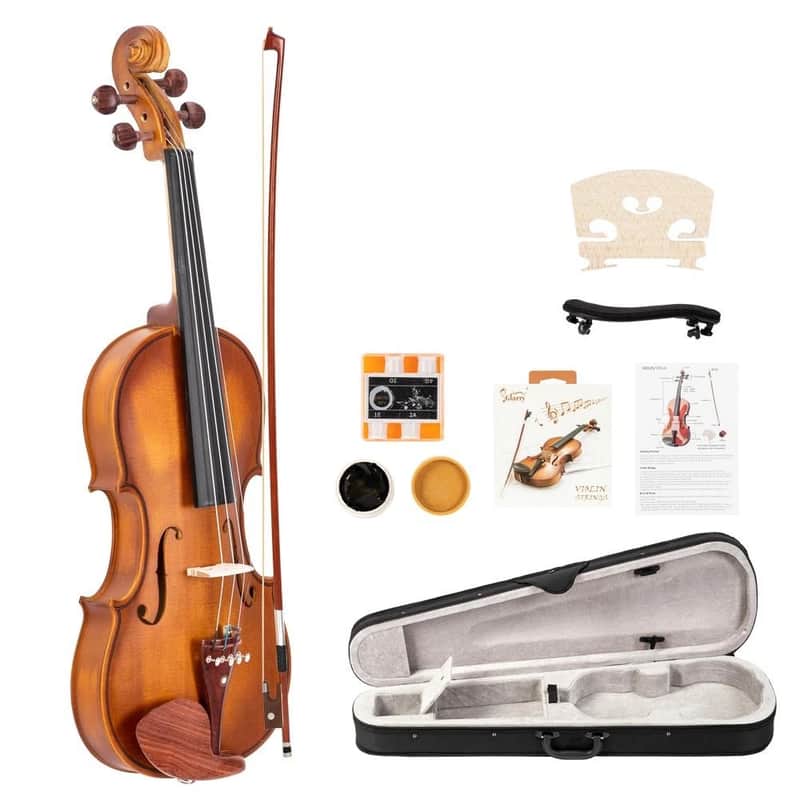 4/4 Full Size Acoustic Violin Student Beginner School Orchestra Set w/ Case Bow Rosin Tuner & Shoulder Rest image 1