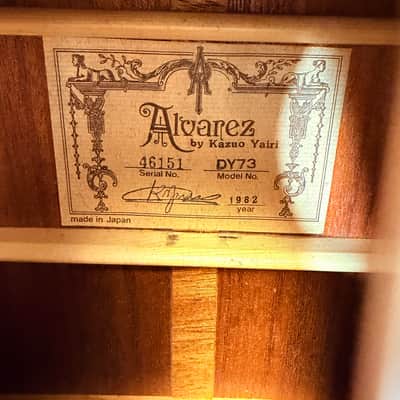 Alvarez Yairi DY73 60th Anniversary Dreadnought Acoustic Guitar w/ Original Hardshell Case MIJ Japan 1982 image 3