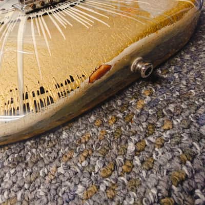 Fender FSR "Splattercaster" Standard Splatter Stratocaster with Rosewood Fretboard 2003 - 2004 - Olympic White, Aztec Gold, and Inca Silver Swirl over Black image 6