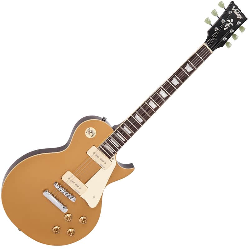 Vintage V100GT Reissue Series Single Cut with P90s Gold Top image 1