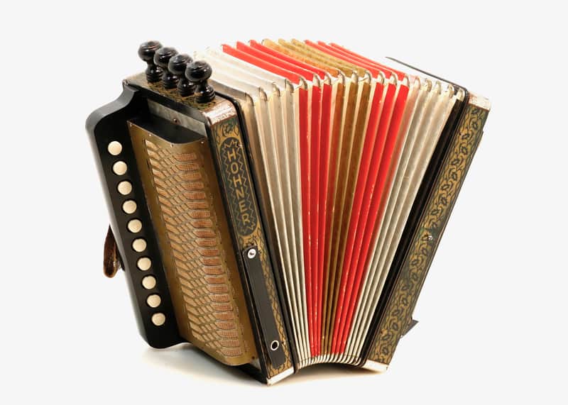 Hohner HA-114 Cajun Diatonic Accordion Black/Gold Key of C | Reverb