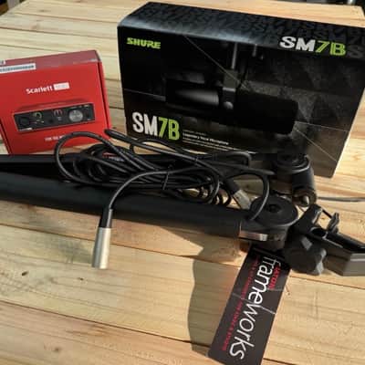 Shure SM7B Genuine Dynamic Microphone + Scarlett Solo Gen3 Audio Interface + Gator Frameworks Microphone Arm