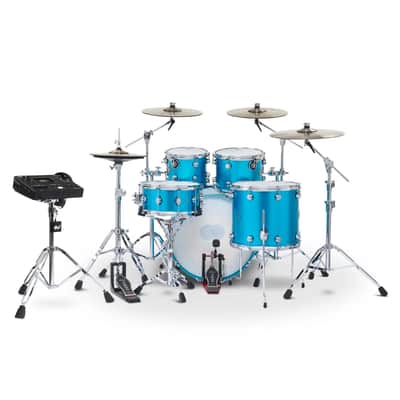 DW DWe 5pc Complete Electronic/Acoustic Drum Set w/Roland V51 Laser Blue Metallic image 3