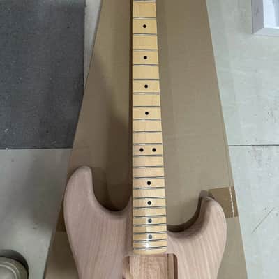 1 Set Unfinished Mahogany Wood Guitar Strat Style Body with Maple Neck image 4