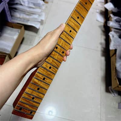7 String 24Frets  Electric Guitar Neck roasted flame maple 25.5inch Parts Heel Width: 65-66mm image 2