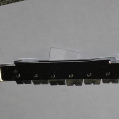 lightly used Epiphone B-2 metric ABR-1 vintage style bridge, wired,  CHROME, large posts mounting pieces (NO anchors) 1990s/2000s (for some import guitars that use this style bridge) will NOT fit on Gibson - mounting holes are too big image 15