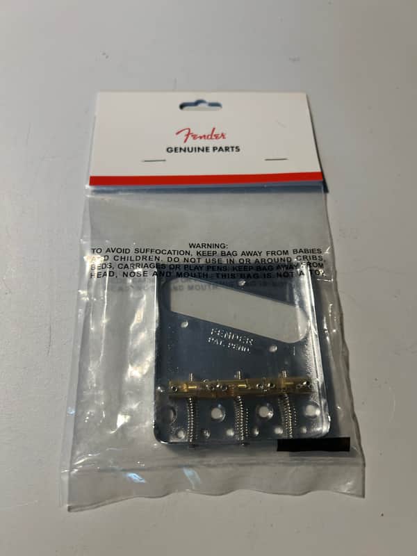 Fender 099-0806-100 American Vintage Telecaster 3-Saddle Bridge Assembly with Brass Saddles 2010s - Chrome image 1