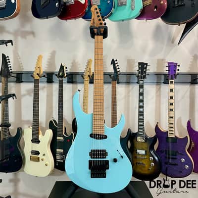 Balaguer Select Series Diablo Retro 27 FR Electric Guitar w/ Bag-Gloss Solid Cerulean Blue image 2