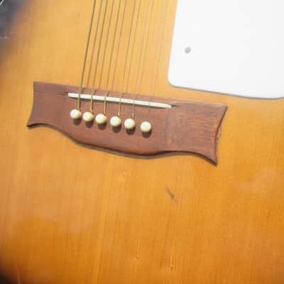 Vintage '60s Silvertone Model 653 Harmony Concert Size SPRUCE TOP Guitar ! DECENT NECK, REPLACED BRIDGE Good Potential! AS-IS image 3
