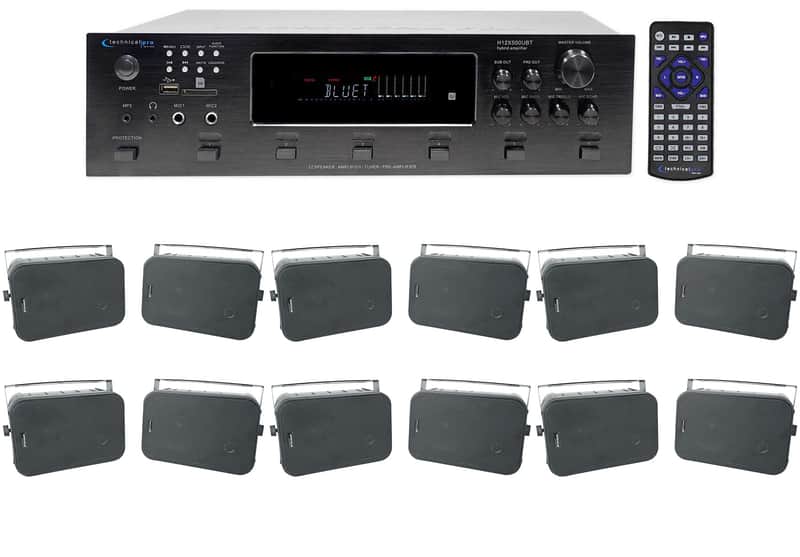 Technical Pro 6000w 6) Zone, Home Theater Bluetooth Receiver+(12 6.5" Black Speakers image 1