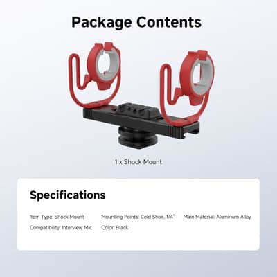 Microphone Shock Mount, Adjustable Cold Shoe Mic Holder for Camera, Boom Pole, Tripod Accessories image 3