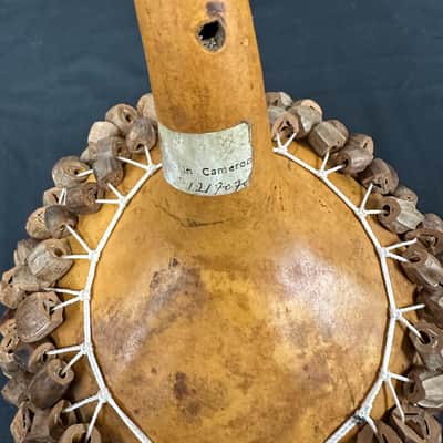 Cameroon African Shekere, Gourd Rattle, Handmade 11" x 8" - MINT image 9