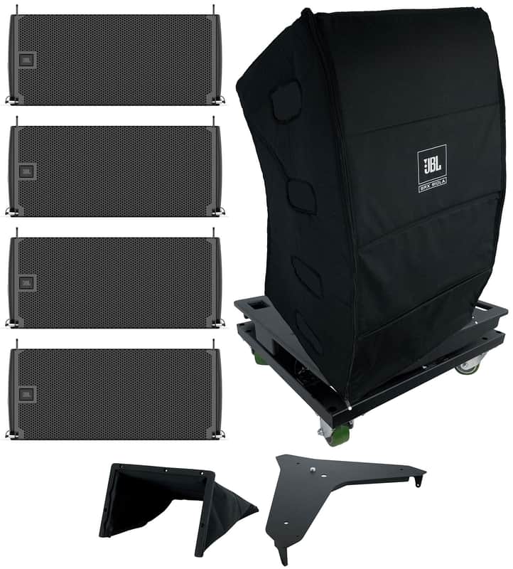 4 JBL SRX910LA Dual 10" Line Array Column Speakers+Transporter+Covers+Base Plate image 1
