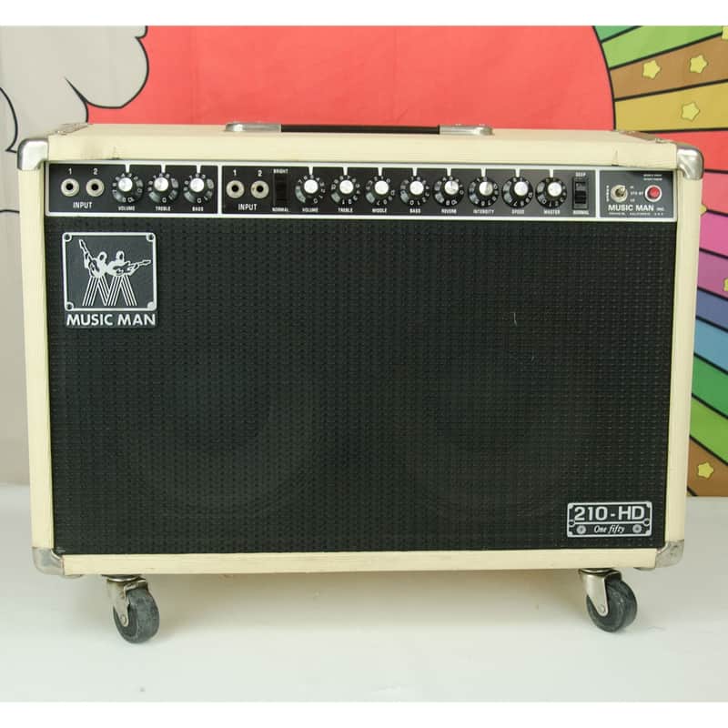 Vintage Music Man 210 HD-150 Cream Pinwale Tolex Tube Guitar Amp, Heavy Duty Speakers image 1